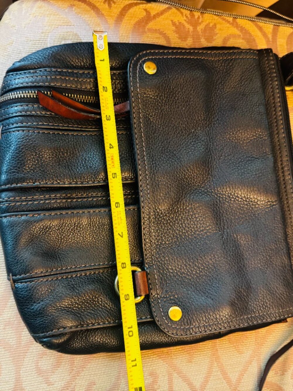 Fossil Morgan Traveler Black Soft Pebble Leather Organizer Crossbody Bag READ - Picture 13 of 15